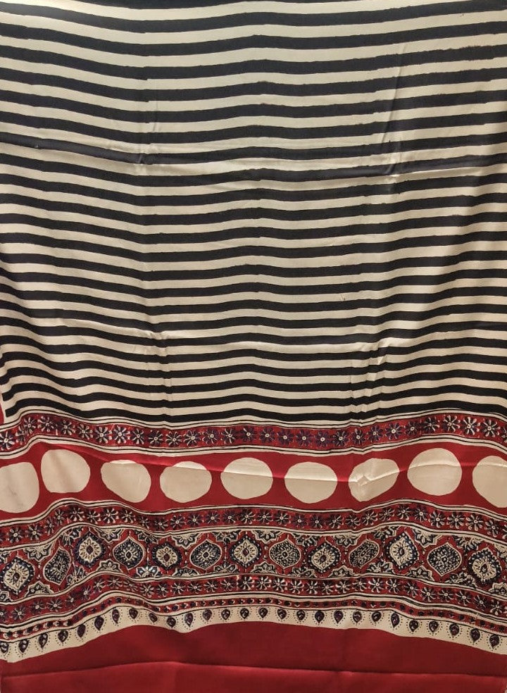 Ajrak-Bagru Pure Modal Silk Saree