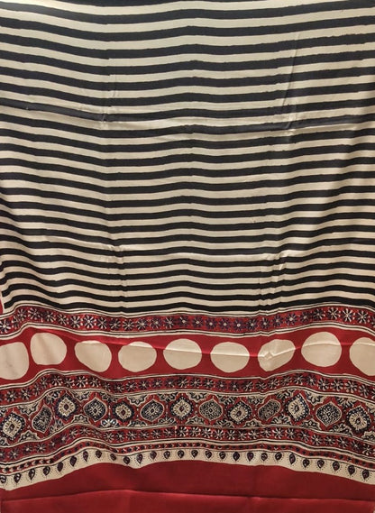 Ajrak-Bagru Pure Modal Silk Saree