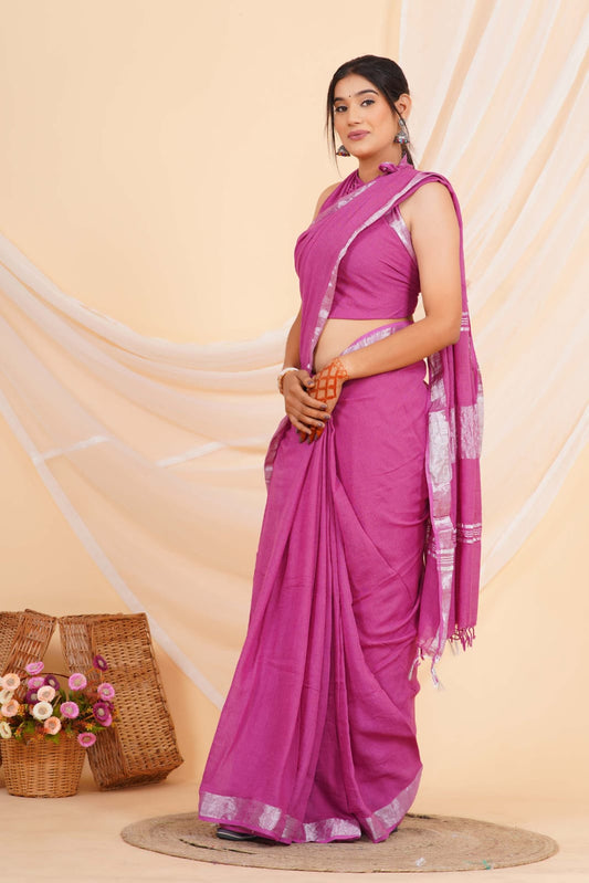 Plain Linen Saree