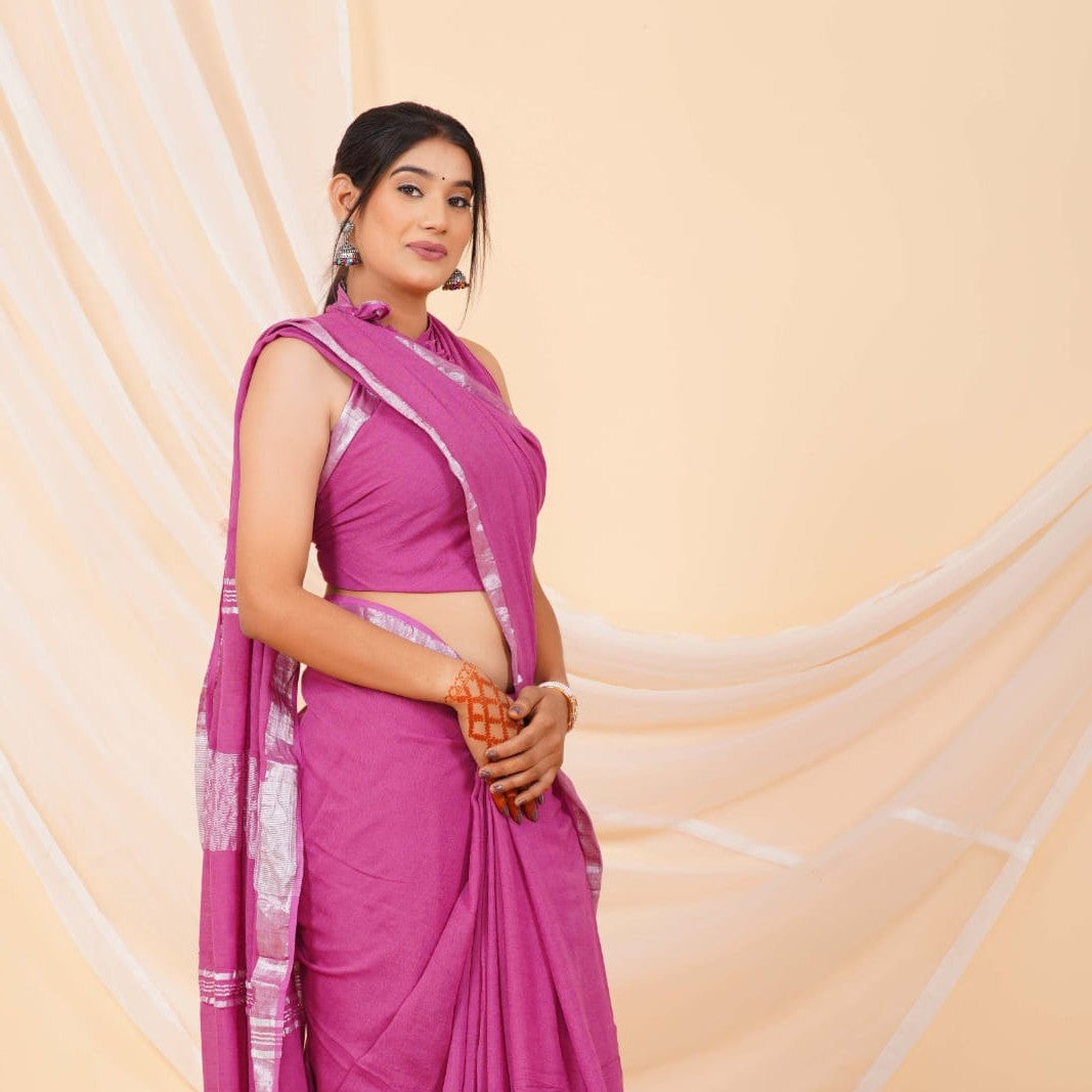 Plain Linen Saree