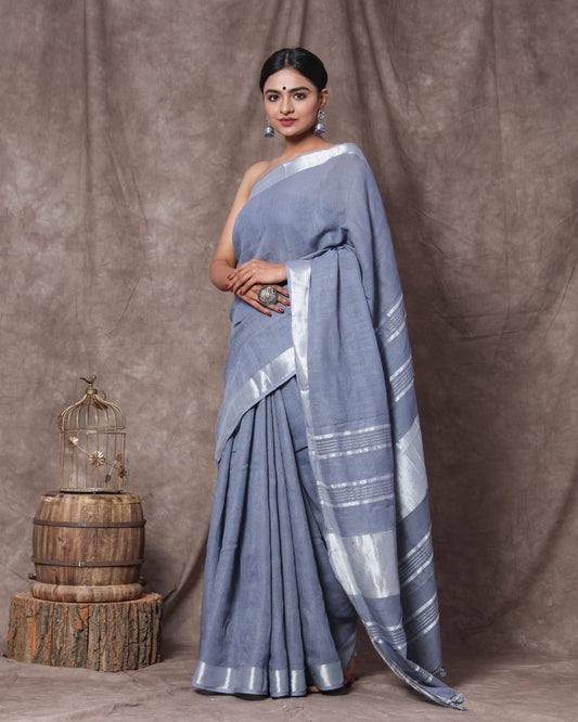 Plain Linen Saree