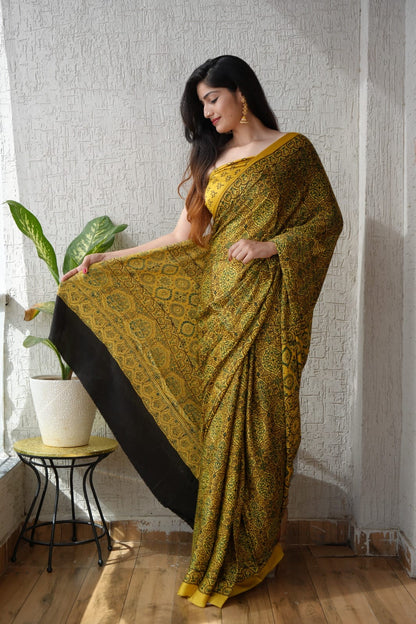 Ajrak Pure Modal Silk Saree