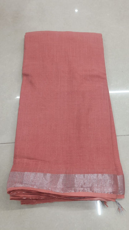 Plain Linen Saree