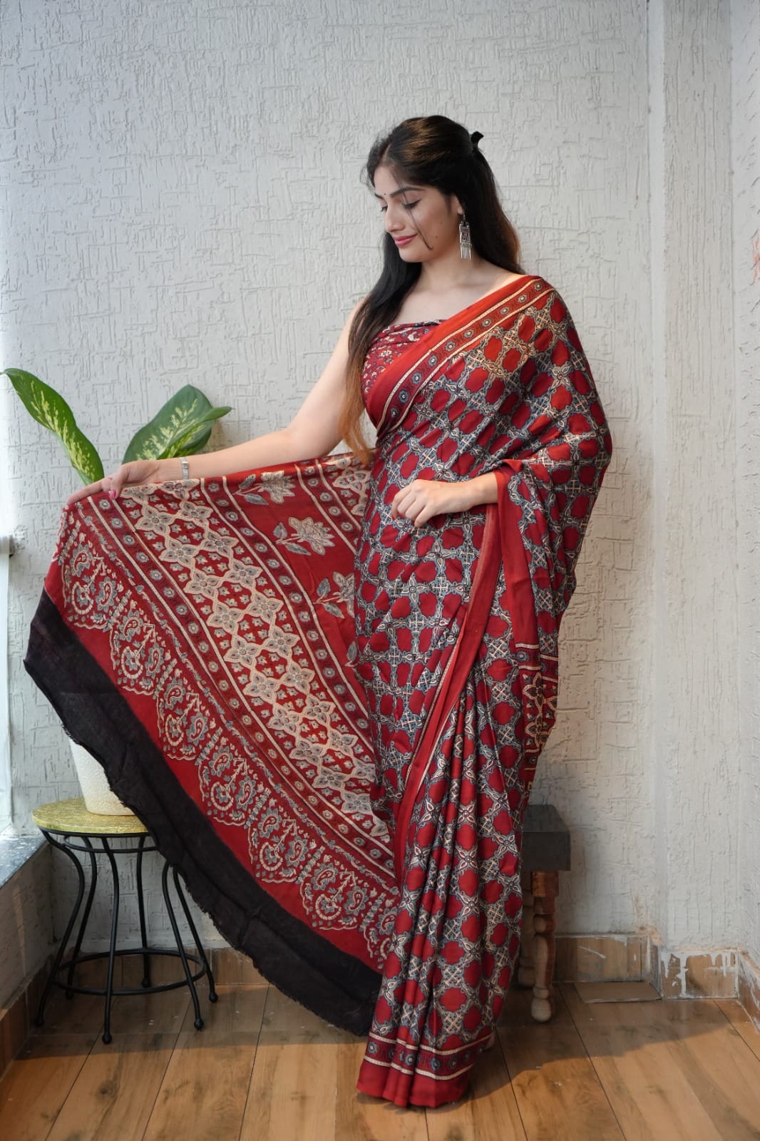Ajrak Pure Modal Silk Saree