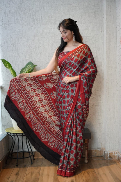 Ajrak Pure Modal Silk Saree