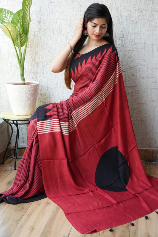 Ajrak Pure Modal Silk Saree