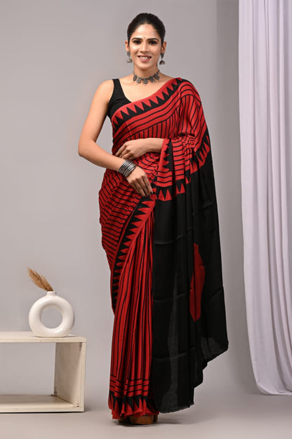 Ajrak-Bagru Pure Modal Silk Saree