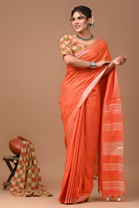 Plain Linen Saree