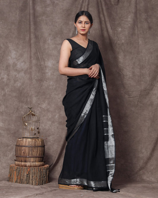 Plain Linen Saree