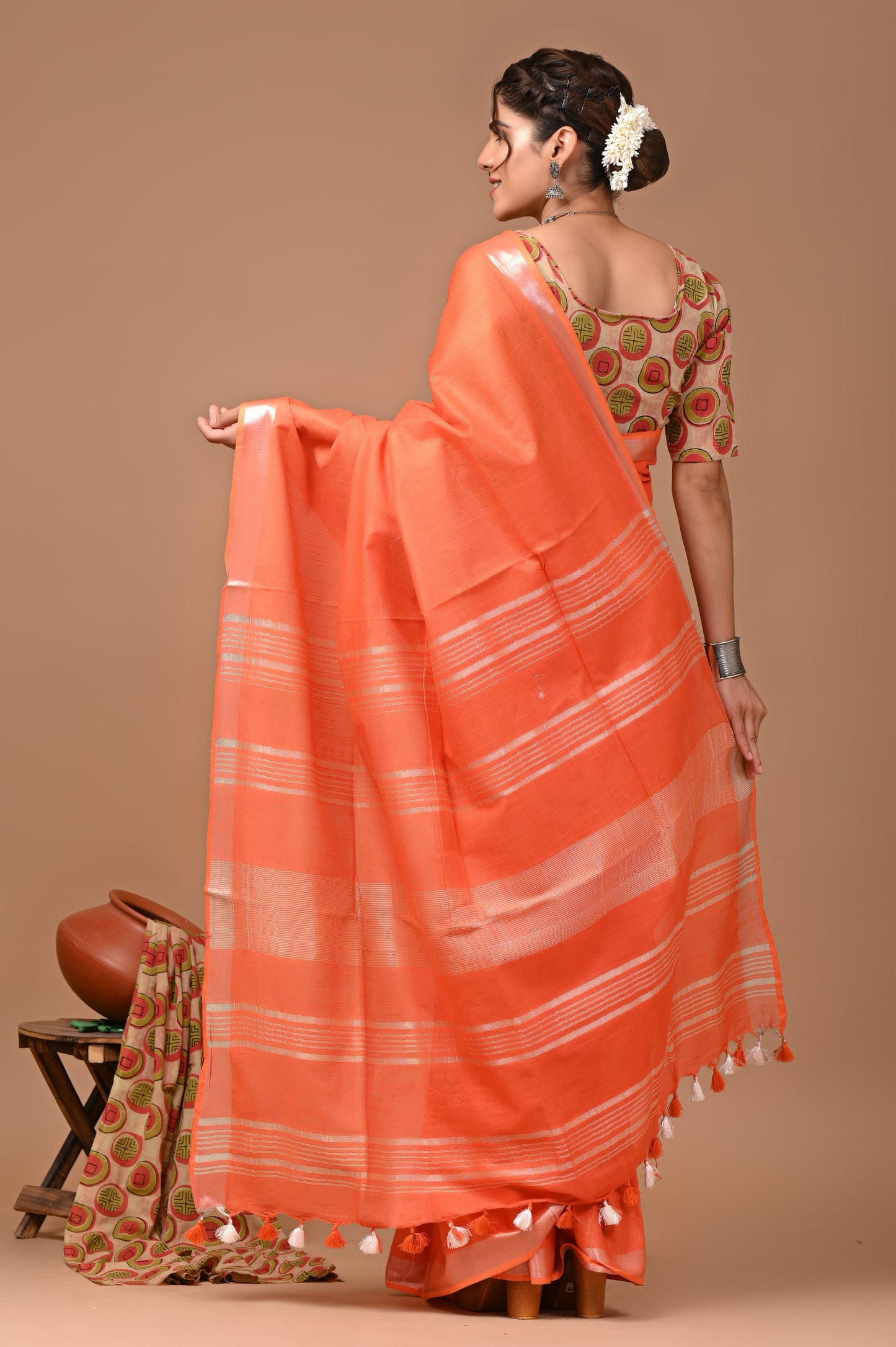 Plain Linen Saree