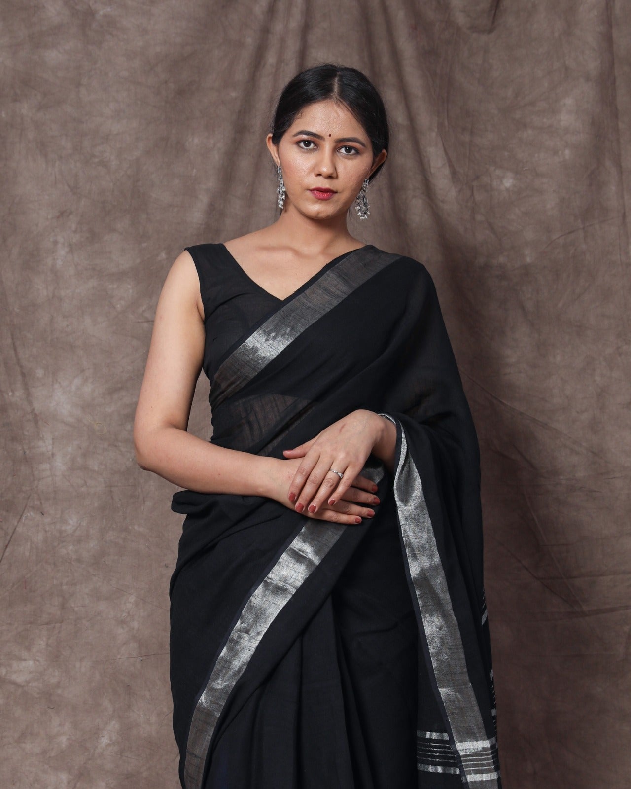 Plain Linen Saree