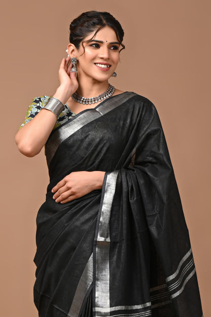 Plain Linen Saree