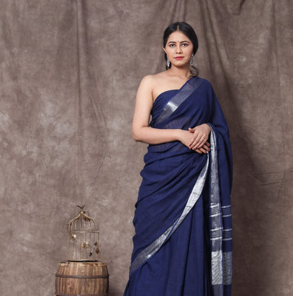 Plain Linen Saree