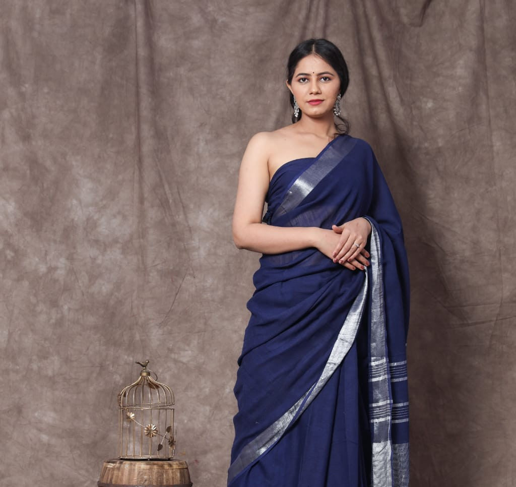 Plain Linen Saree