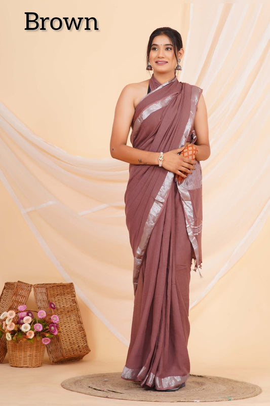 Plain Linen Saree