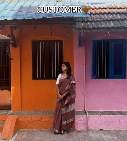 Plain Linen Saree
