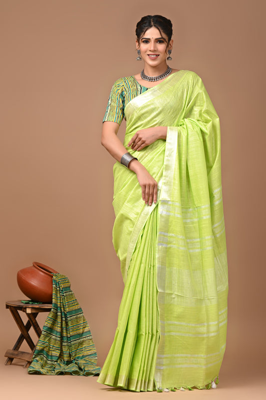Plain Linen Saree