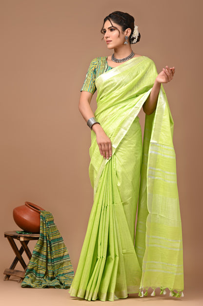 Plain Linen Saree