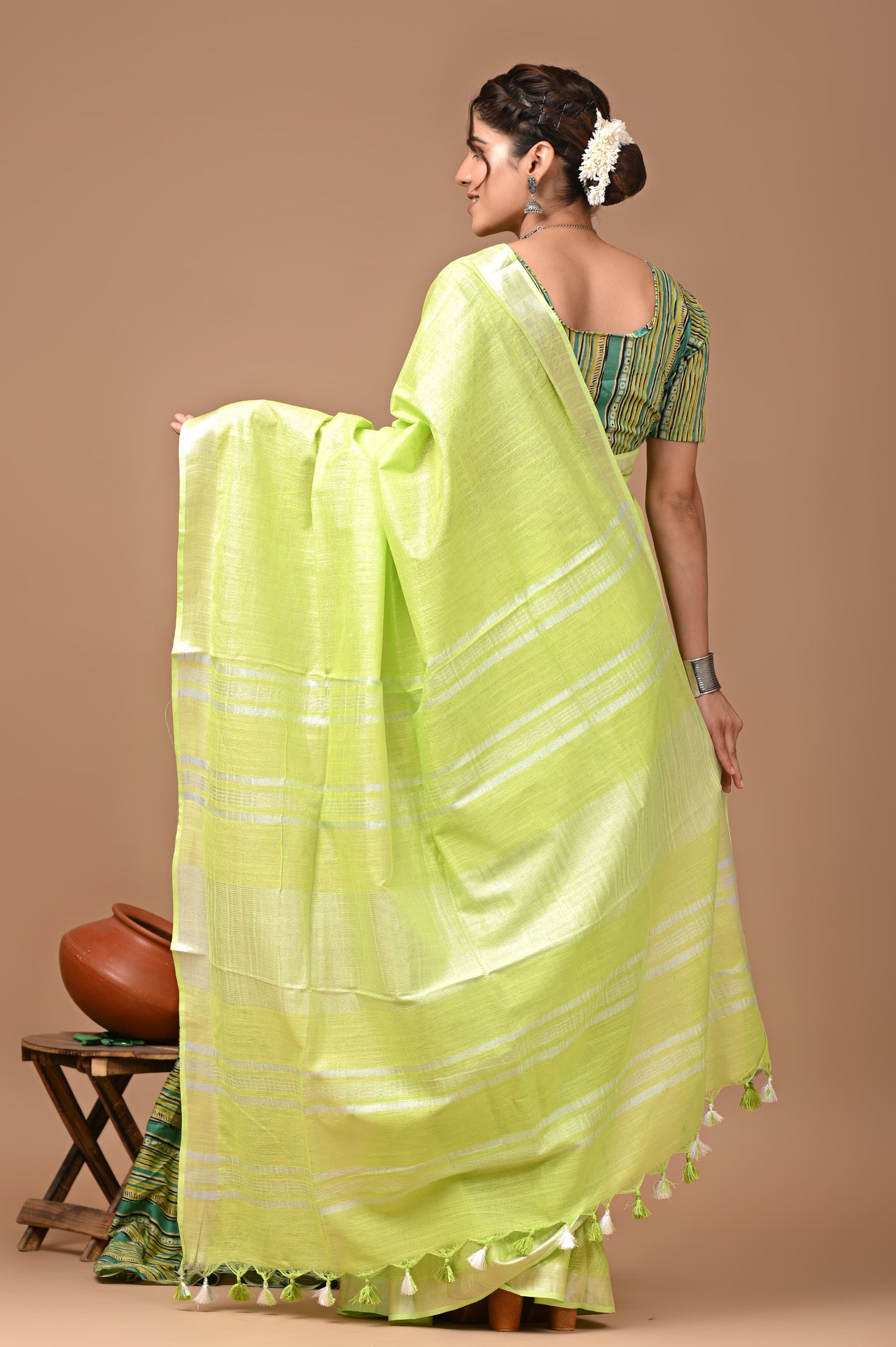Plain Linen Saree