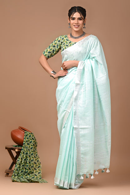 Plain Linen Saree