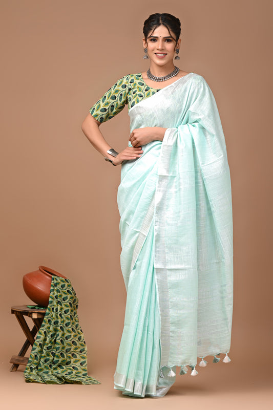 Plain Linen Saree