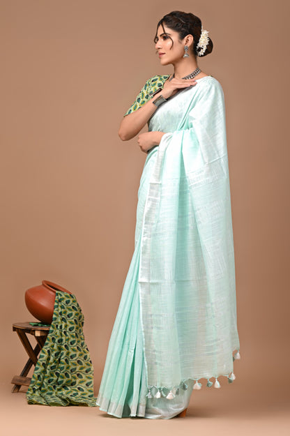 Plain Linen Saree