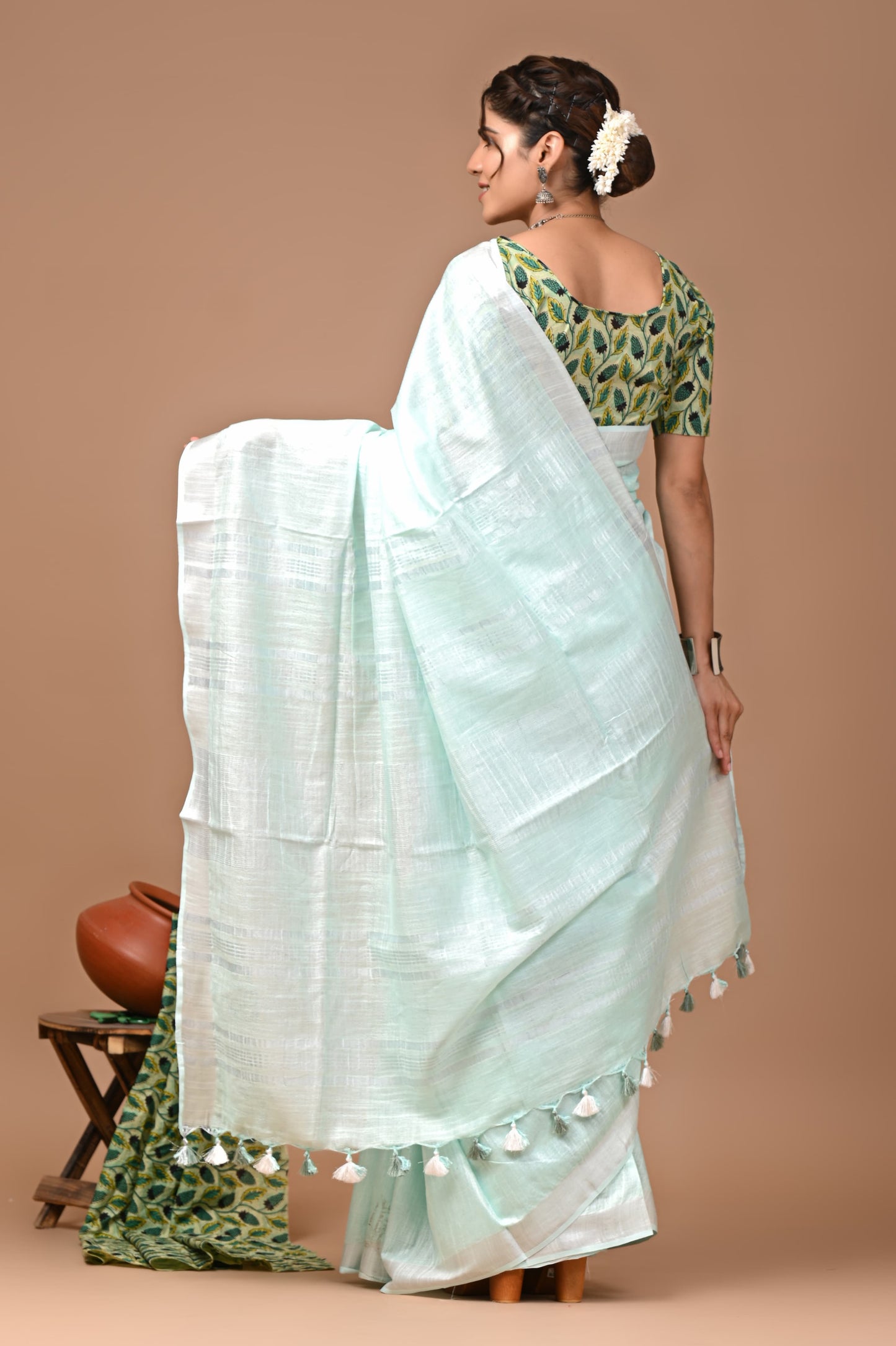 Plain Linen Saree