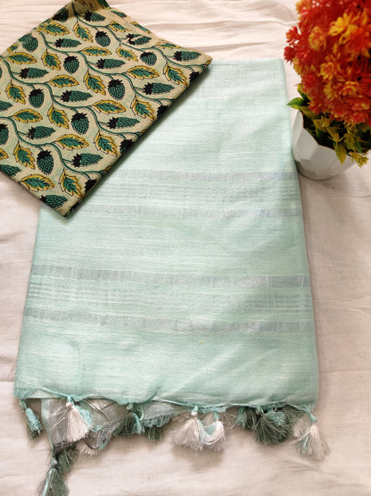 Plain Linen Saree