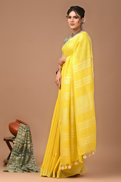 Plain Linen Saree