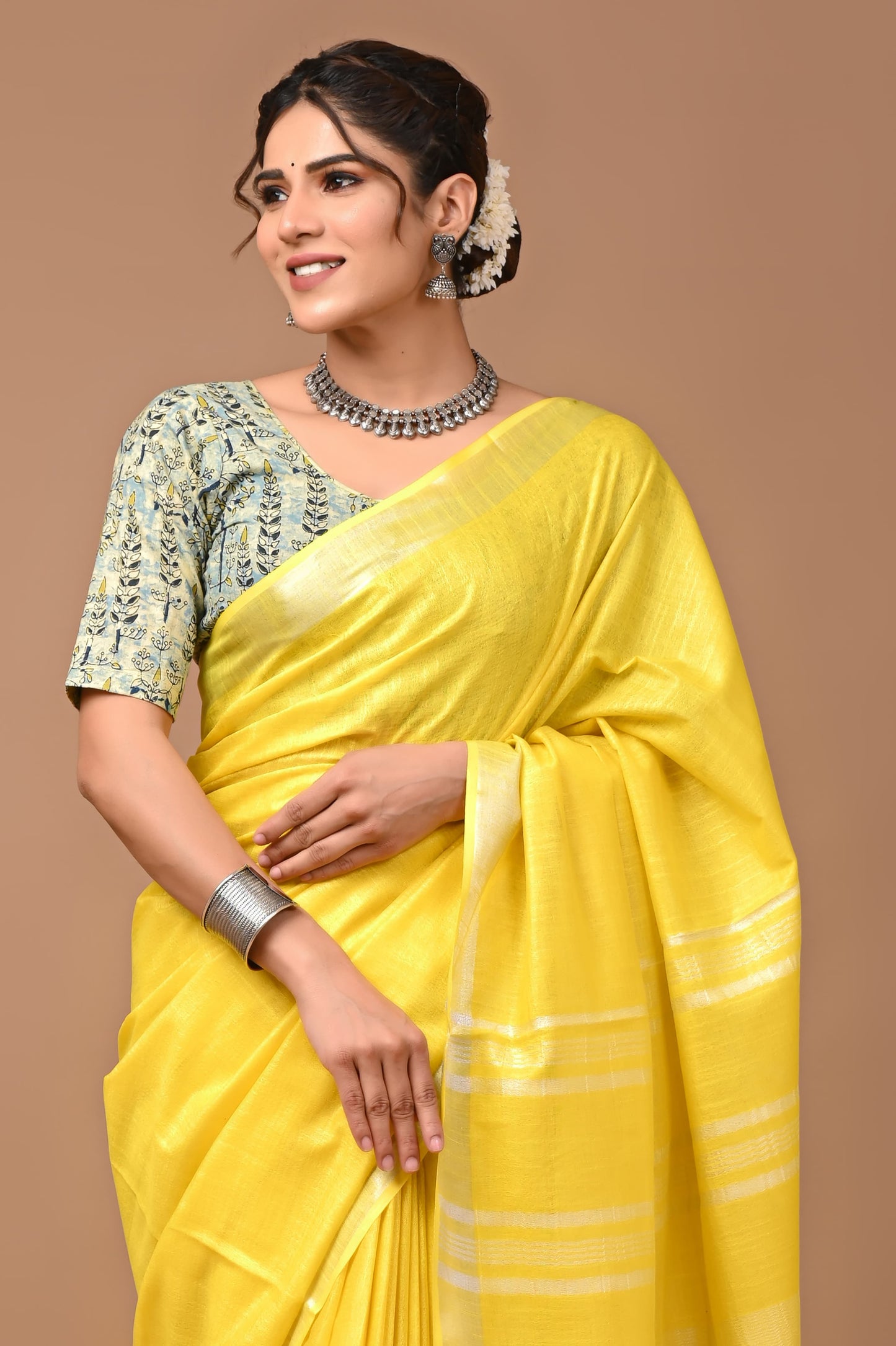 Plain Linen Saree