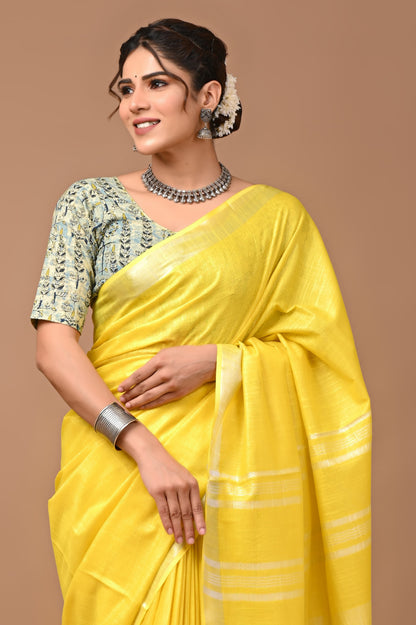 Plain Linen Saree