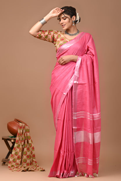 Plain Linen Saree