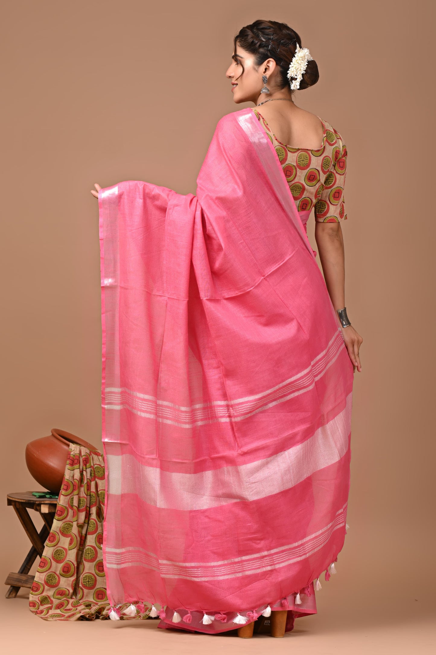 Plain Linen Saree