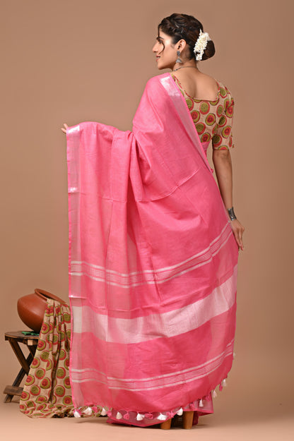 Plain Linen Saree