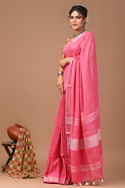 Plain Linen Saree