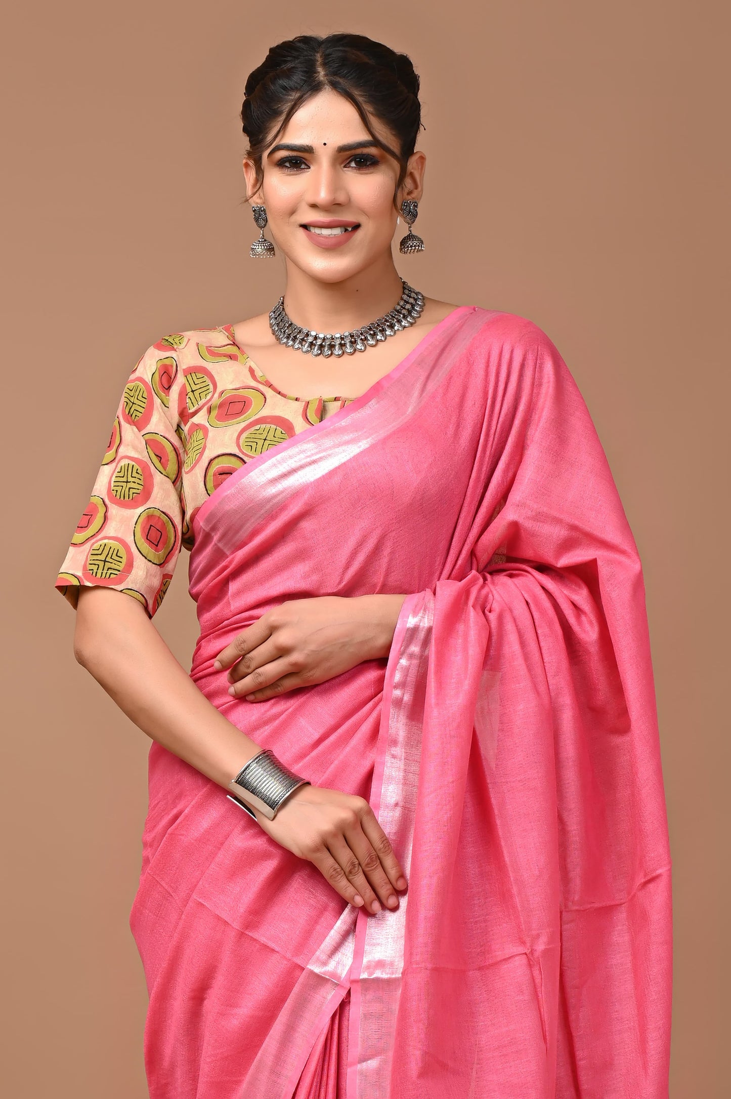 Plain Linen Saree