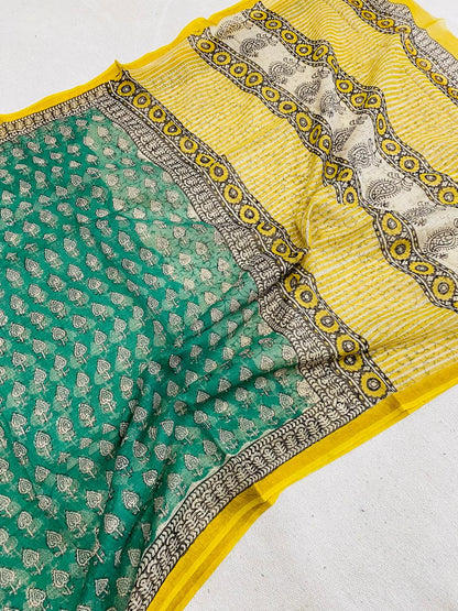 Green & Yellow Kota Doriya Saree