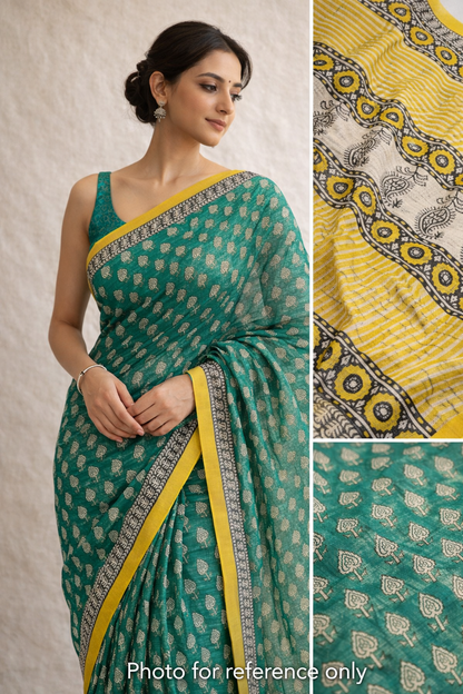 Green & Yellow Kota Doriya Saree