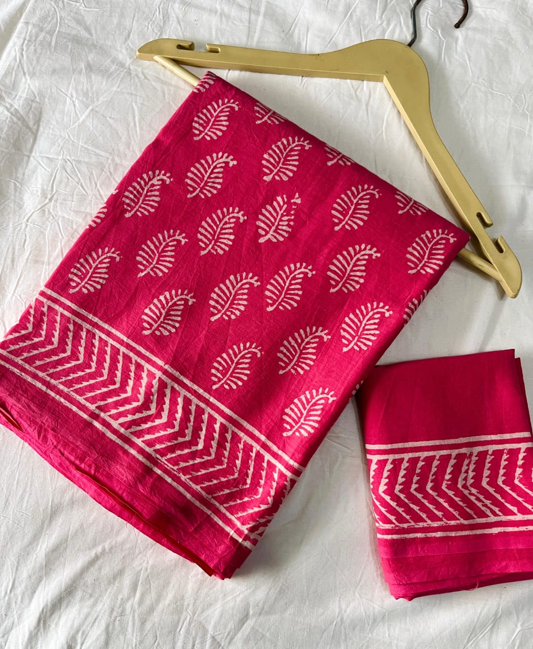 Leaf Buti Handblock Mul Cotton Saree