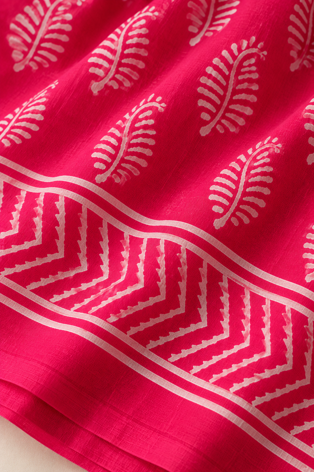 Leaf Buti Handblock Mul Cotton Saree