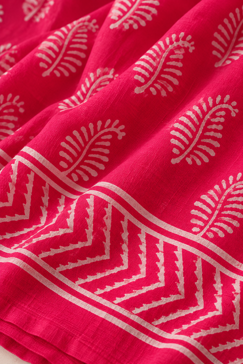 Leaf Buti Handblock Mul Cotton Saree