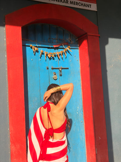 Classic Red Striped Mul Cotton Saree