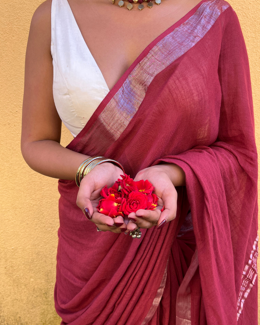 Plain Linen Saree