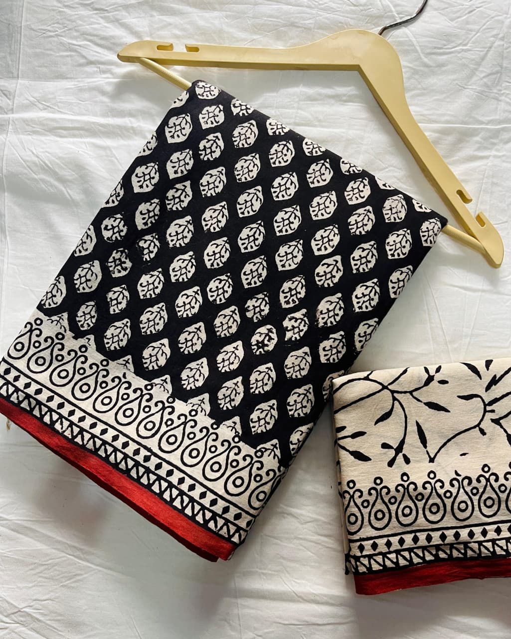 Black Ivory Heritage Handblock Mul Cotton Saree