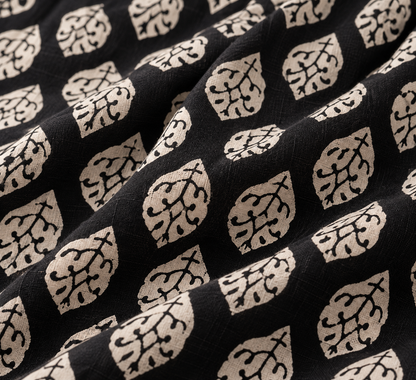Black Ivory Heritage Handblock Mul Cotton Saree