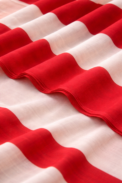 Classic Red Striped Mul Cotton Saree